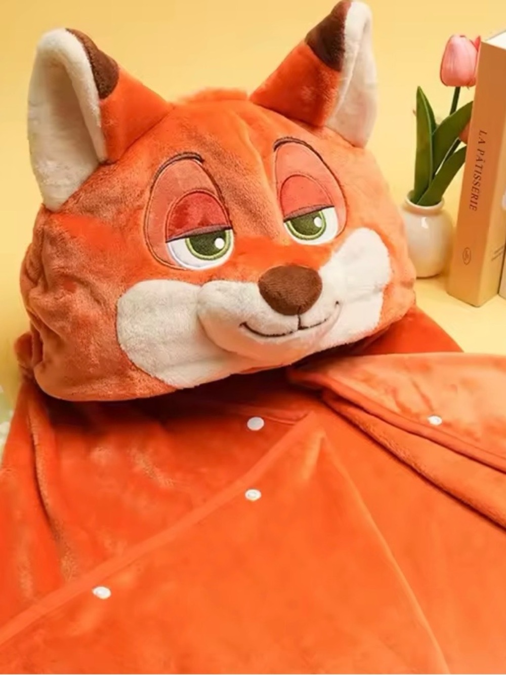 Plush Fox Hooded Kids Blanket - Orange